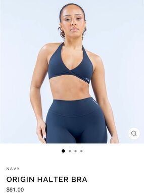 DFYNE NAVY ORIGIN HALTER BRA